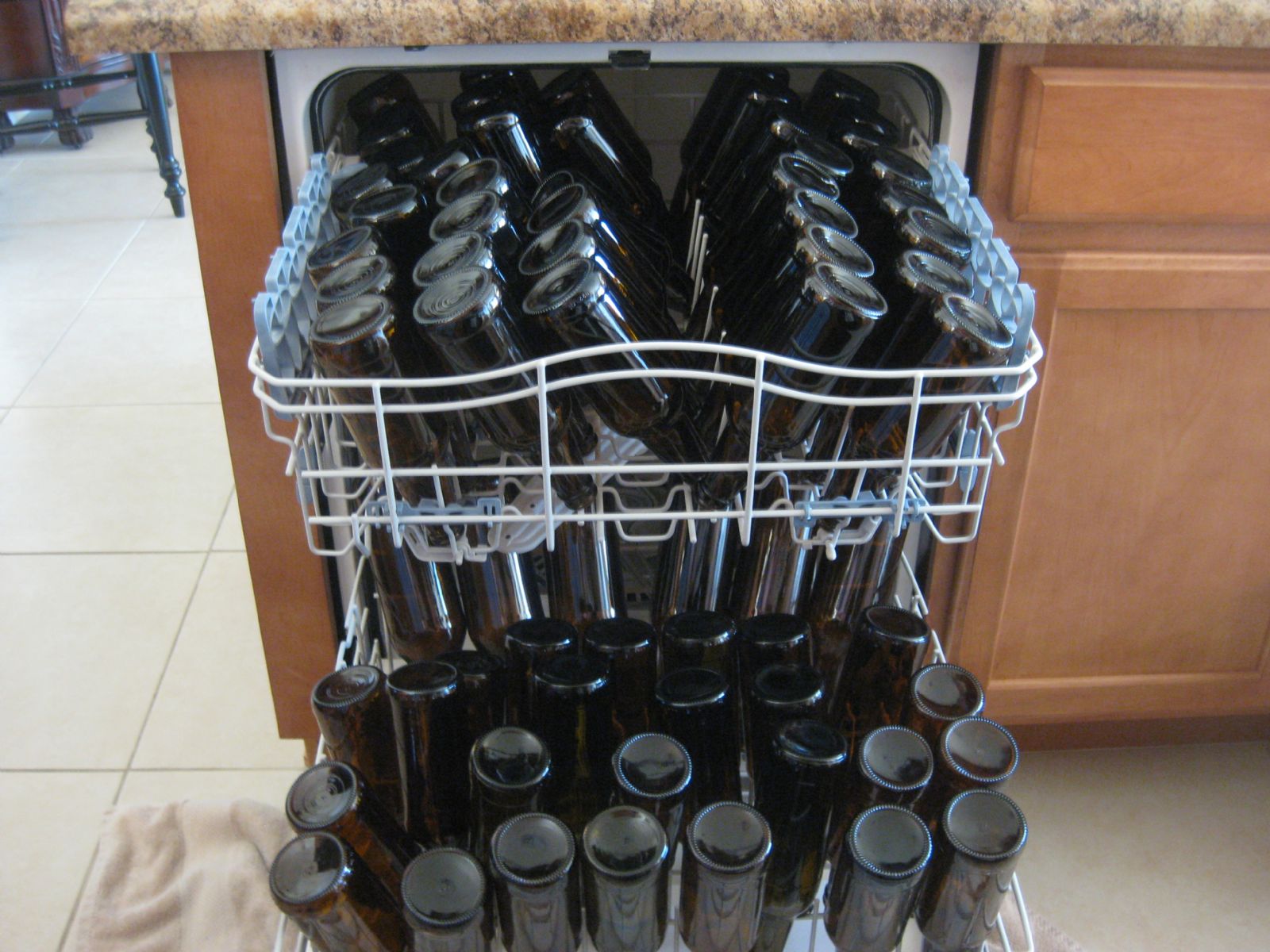 Using a Dish Washer to Clean Beer Bottles
